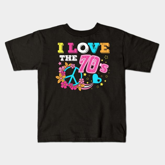 I love the 70s/1970s/1970/Retro/Peace/Flowers/Love Kids T-Shirt by Krautshirts